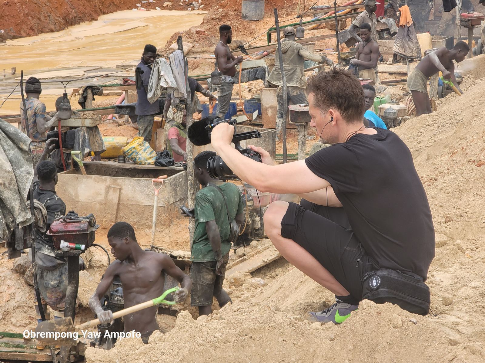 Field team at a small-scale mining site near Wassa Akropong